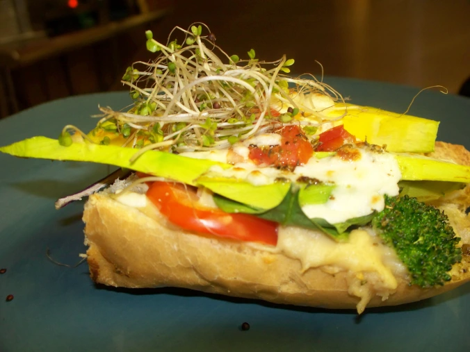 Avocado and hummus sandwich