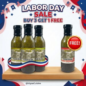 Four bottles of canary island garlic herb olive oil for Labor Day Sale
